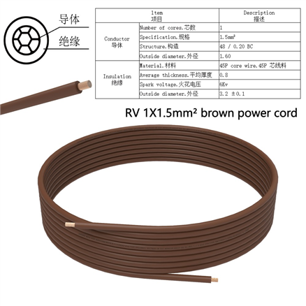 RV 1X1.5mm² blue power cord